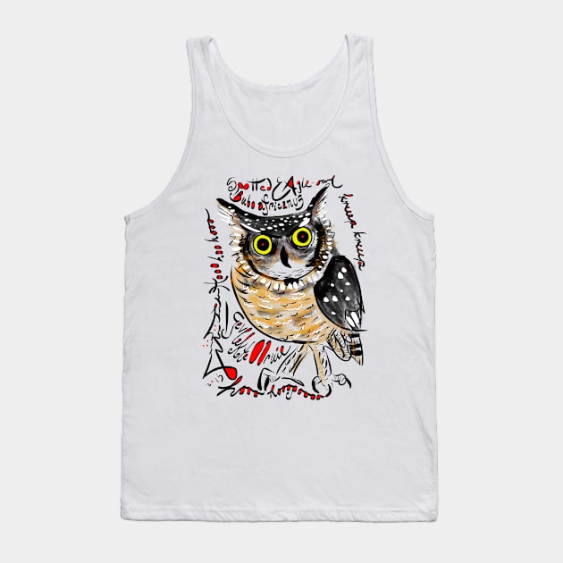 Spotted Eagle Owl, Bubo africanus, Gevlekte Ooruil Tank Top by michdevilish